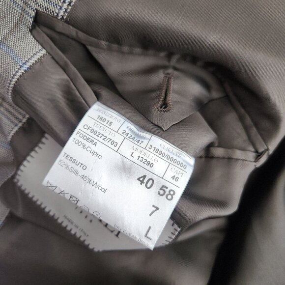 CANALI Silk Wool Glen Plaid Sport Coat Blazer Men’s 40 Made In Italy Brown FLAW - Picture 8 of 16